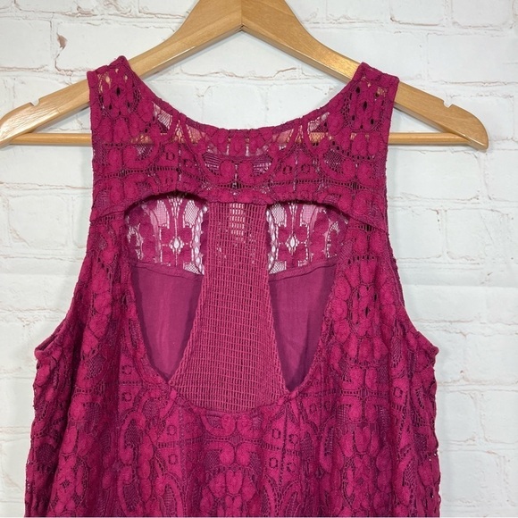 Free People Tunic Lace Tank Babydoll Dress Womens XS Maroon Lined - Picture 8 of 12